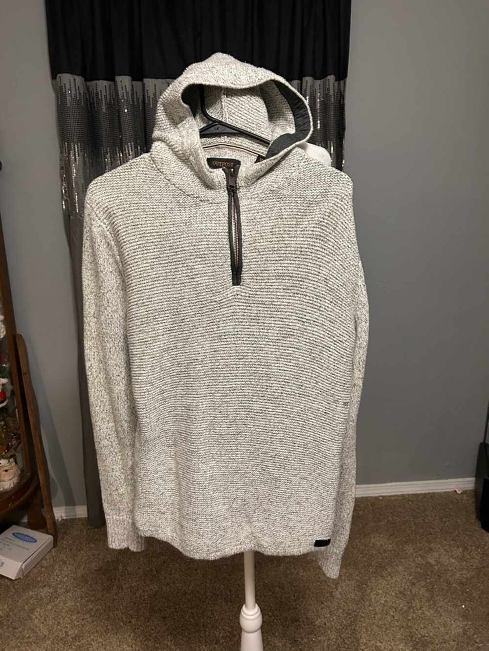 Outpost Men's Hooded Quarter-Zip Sweater - Light Heather Gray